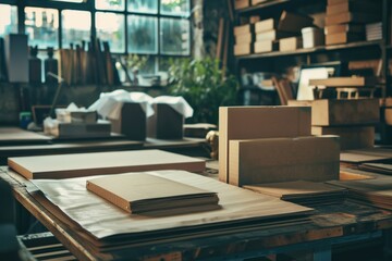 Aufkleber - A collection of books stacked on a wooden table, ideal for depicting a cozy reading atmosphere or showcasing a personal library