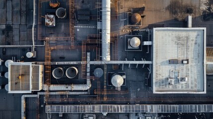 Sticker - Aerial view of a structure with many pipes