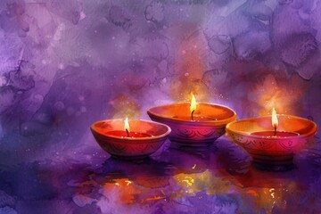 Poster - Three lit candles sitting on a table