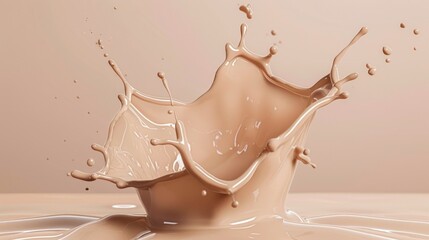 Poster - A splash of milk on a white surface with a subtle texture and sheen