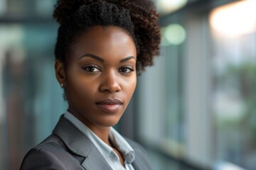Poster - A professional woman dressed in a suit poses for a photo shoot