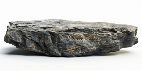 Poster - A single rock resting on a smooth white surface, great for use as a texture or in designs related to nature and simplicity