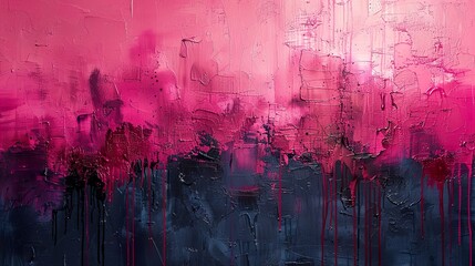 Canvas Print - Abstract Pink and Black Dripping Paint Texture