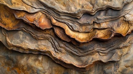 Poster - Close-up of Layered Rock Formations with Varying Colors and Textures