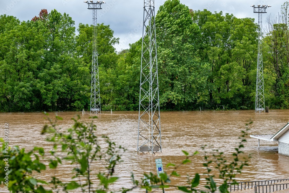 flooding from Hurricane Helene in Western North Carolina Stock Photo ...