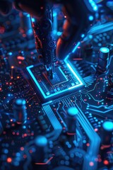 Poster - Person assembling electronic components on a circuit board