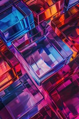 Poster - A close-up view of a collection of glass boxes with varying shapes and sizes