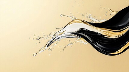   Close-up of a black and golden hair with water splashing on its side of the back