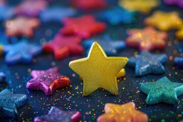 Poster - A close-up shot of a single star on a table, perfect for use in illustrations, designs, or as a decorative element