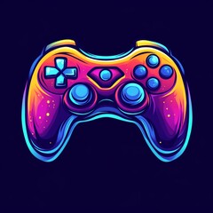 Colorful Neon Game Controller Illustration   Gaming  Esports  Joystick  Console  Video Gam