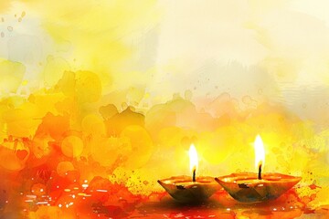 Canvas Print - Two lit candles sit on a table, creating a warm and inviting atmosphere