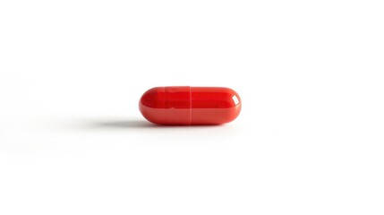 Poster - A single red pill sits on a clean white surface
