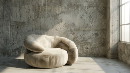 Poster - A chair sits in a room with a large window, perfect for capturing natural light