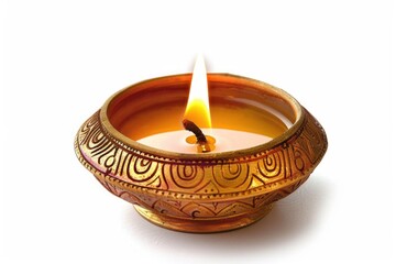 Poster - A single candle flame lit on a white surface