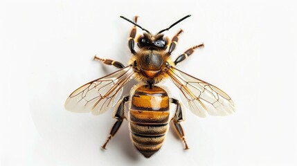 Poster - Close-up shot of a bee on a white surface, great for use in scientific or educational contexts