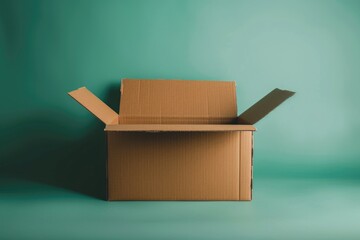 Aufkleber - A simple cardboard box sits on a lush green surface, ready for use