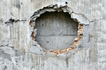 Poster - A concrete wall with a hole cut out, often used as a background or focal point
