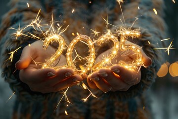 Poster - A person holds sparklers in their hands