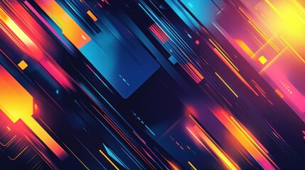 Poster - Abstract Geometric Pattern with Vivid Colors and Diagonal Lines