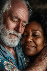 Wall Mural - Man and woman embracing in a warm moment