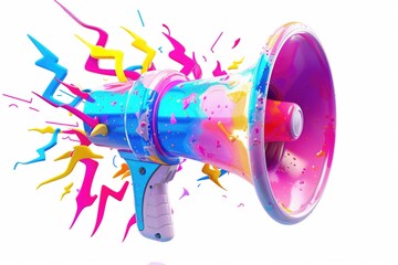 Poster - A bright and cheerful megaphone with vibrant splatters, perfect for parties, events or as a design element
