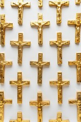 Poster - A collection of gold crosses arranged on a plain white background