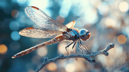 Wall Mural - Dragonfly on Branch