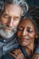 Poster - A man and a woman embracing each other in a warm and intimate moment