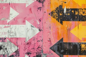 Aufkleber - A close-up shot of an abstract artwork featuring arrows painted on a wall, great for backgrounds or conceptual scenes