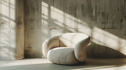 Poster - A single white chair placed against a wall, providing a minimalist setting