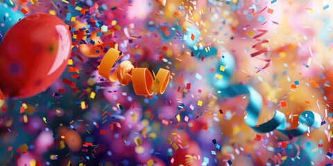 Poster - A burst of colorful balloons and confetti fills the air, perfect for parties or special events