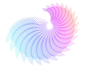 Poster - Design elements. Wave of many sparkling lines. Abstract circle glow wavy shape on a white background isolated. Creative line art. Vector illustration EPS 10 art deco style for wedding invitation