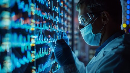 Poster - A man in a lab coat is wearing a mask