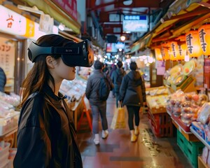 Poster - Virtual Reality Language Class in a Bustling Tokyo Marketplace Students Practicing Japanese with Vendors and Shoppers