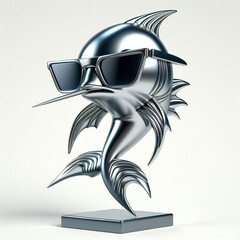 Wall Mural - a cool and hip silver shinny metallic futuristic swordfish character