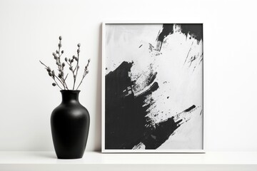 Wall Mural - Modern minimalist black white art