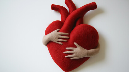 Wall Mural - red heart in hands
