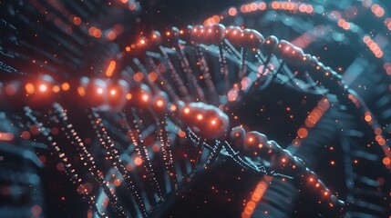 Poster - dna data storage concept 3d visualization of digital information on molecular strands