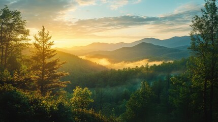 Sticker - Sunset over mountains