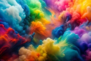 Wall Mural - colorful smoke mixing and swirling in dynamic display