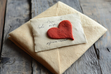 Wall Mural - love letter envelope valentine red heart romance gift