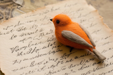Wall Mural - poetry love letter with a bird