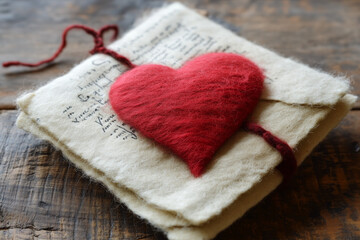 Wall Mural - red heart on a love letter valentine gift