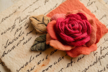 Wall Mural - love letter paper valentine gift with rose romantic