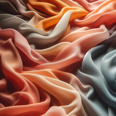 Background from canvas of natural fabrics in coral shade. photo background with copywriting.