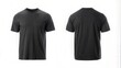 © N7 - Blank Black T-Shirt Mockup Design, Front and Back Views Isolated on White Background