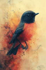 Poster - A bird soaring high in the sky, symbolizing freedom, floating on a pastel surface,