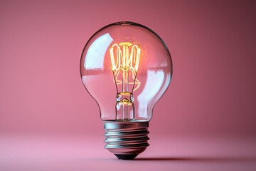 Aufkleber - A glowing lightbulb symbolizing a bright new idea, isolated on a soft pastel background,