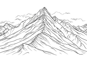 Wall Mural - Coloring book illustration of a Majestic Mountain Summit