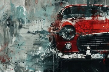 Wall Mural - Vintage car painting art transportation.